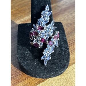 Sterling Silver Garnet Ring Size 8